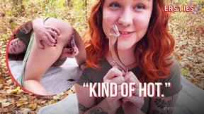 ”Ersties - Adorable American Chick Autumn Plays With a Glass Dildo Outdoors”