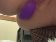 Soaked pussy anal plug taken out
