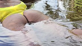 Danger in the woods, bathing in the river with my butt up