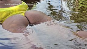 Danger in the woods, bathing in the river with my butt up