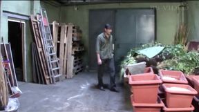 German MILF fucks eager homemade in her husband's warehouse