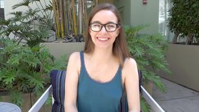Nerdy teen Tali Dova treats herself to toys in porn debut in spectacles