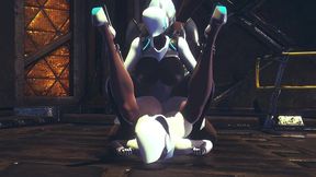 din djarin having fun with 2 haydee robots - starwars the mandalorian - haydee crossover parody