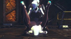 din djarin having fun with 2 haydee robots - starwars the mandalorian - haydee crossover parody