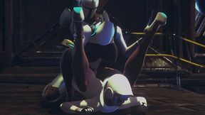 din djarin having fun with 2 haydee robots - starwars the mandalorian - haydee crossover parody