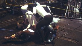 din djarin having fun with 2 haydee robots - starwars the mandalorian - haydee crossover parody