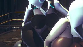 din djarin having fun with 2 haydee robots - starwars the mandalorian - haydee crossover parody