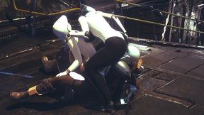 din djarin having fun with 2 haydee robots - starwars the mandalorian - haydee crossover parody