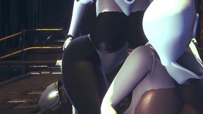 din djarin having fun with 2 haydee robots - starwars the mandalorian - haydee crossover parody