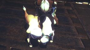 din djarin having fun with 2 haydee robots - starwars the mandalorian - haydee crossover parody