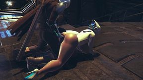 din djarin having fun with 2 haydee robots - starwars the mandalorian - haydee crossover parody