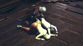 din djarin having fun with 2 haydee robots - starwars the mandalorian - haydee crossover parody