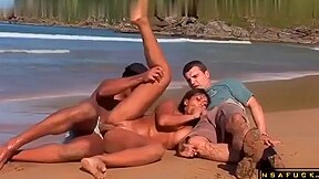 Big Breasted Steamy Cougar Gets Double Stuffed On The Beach 3some Orgy - Amateurs