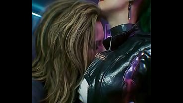 Rogue Amendaries x Alt Cunningham lesbian  (Cyberpunk 2077 /  AI generated. )