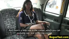Ebony taxi passenger seduces cabbie to fuck