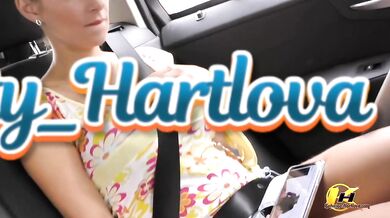 Blonde MILF drives downtown public hard tits and nipples play