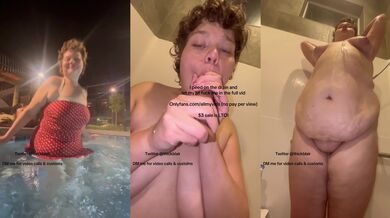 BBW Blair Lovett Gushing Squirt Dildo Fuck in Public Pool Shower