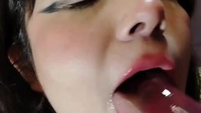 18 year old Latina catgirl deep throats buttplug and fucks her ass