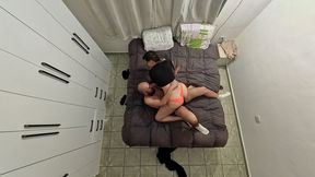 friends play-fight over the tv remote and end up having sex.