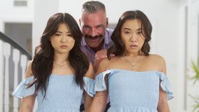 Dirty man nailed two petite Asian teenagers