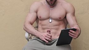 Jerking and cumming in my backyard.