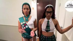 Double-D-Cookies & S'mores Orgy: Addis & Ami Ruin their Girl Scout Troop