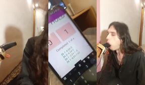 Cute Femboy Chokes Gags DIY Black Dildo Suck Counter Destroyed