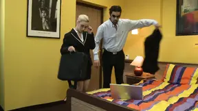 Small Fuck Party in a Hotel Room with a MILF with Huge Tits and Her Financial Advisor