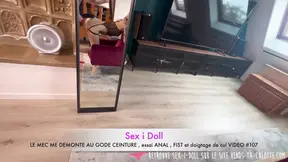 Hot French blonde takes huge strap-on in her pussy and ass