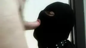 Slut wearing balaclava deep-throating my cock