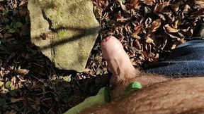 Dirty construction worker masturbates outdoors cum on hand