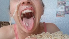 Pasta invasion on the face!