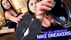 You now lick my Nike sneakers clean ( Shoe Worship POV with Lady Nastya ) - 4K UHD MP4