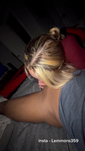slutty hotwife sucking and deepthroating black cock bnwo
