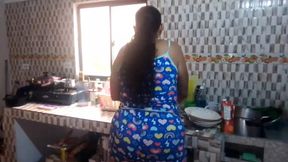 stepson can&#039;t stand the sight of his stepmother&#039;s ass, so he ends up fucking her in the kitchen and leaving her covered in cum