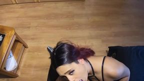 Hot redhead gags on POV blowjob tutorial