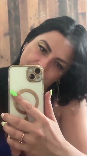 Blue Lace Mirror Tease with My Squirt-stained Mirror