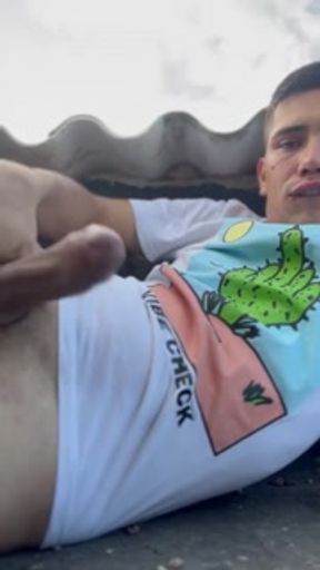 Wow cumming on the outdoor terrace is so hot.....My big dick exploded💥🧨🍌