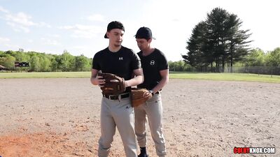 Baseball Jock Masyn Thorne get's his Tight Hole filled by Colby Chambers after Practice RAW