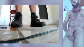 smoking n boots fetish - cum on my cap