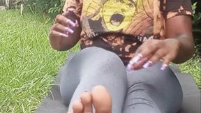 Kiss My Pretty Feet While I Smoke Ebony Feet POV