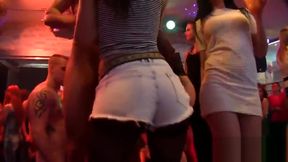 Foxy nymphos get completely wild and nude at hardcore party