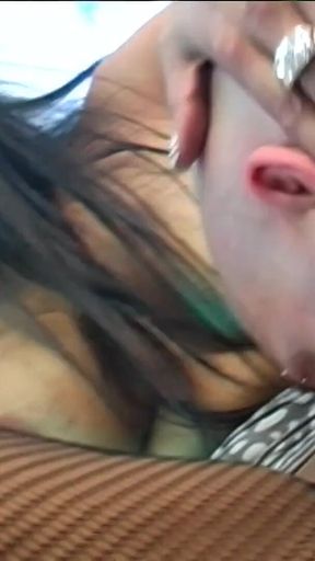 Sexy Ebony Big Tits MILF India Babe Sucks and Fucks at the Gloryhole