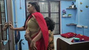 Mallu girl hot red half saree romance and sex with boy friend