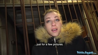 Public Agent Multiple orgasms as tight pussy stretched in public toilet