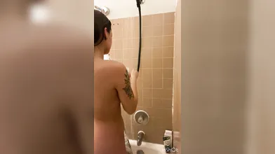 Shower fun observe i jerking-off alongside mine suction cup vibrator