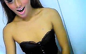 Asian ladyboy masturbating