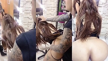ESTILISTA CUMPLIENDO LA FANTASÍA DE UN CLIENTE PENETRADA DESPUÉS DEL CORTE