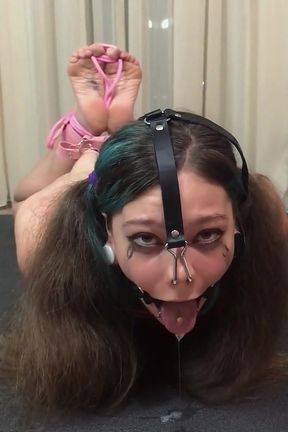 Hogtied Slut, Nose Hook, Ring Gag Drooling