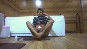 Young Crossdressing Sissy Plays with her toys and gets orgasmic bliss